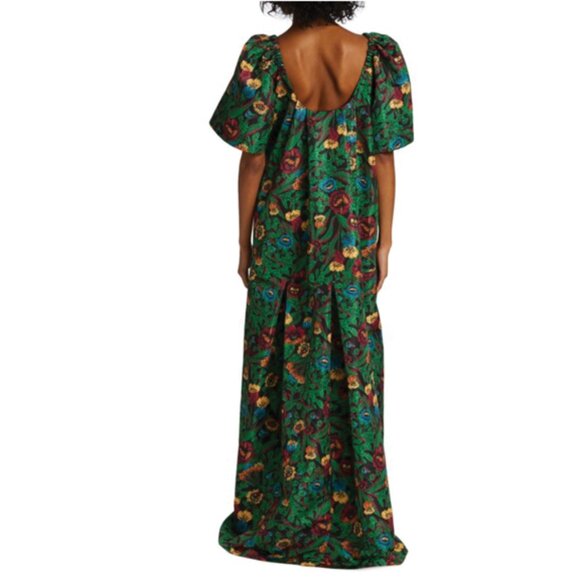 L Double J | Size M | Boom Green Floral Floor Length Gown w/ Pockets | ($1,150) - Picture 2 of 11